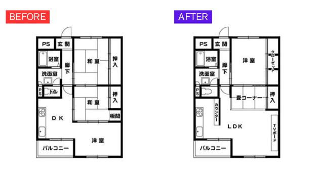【事例5】床の間を撤去しLDKを広げたリフォーム